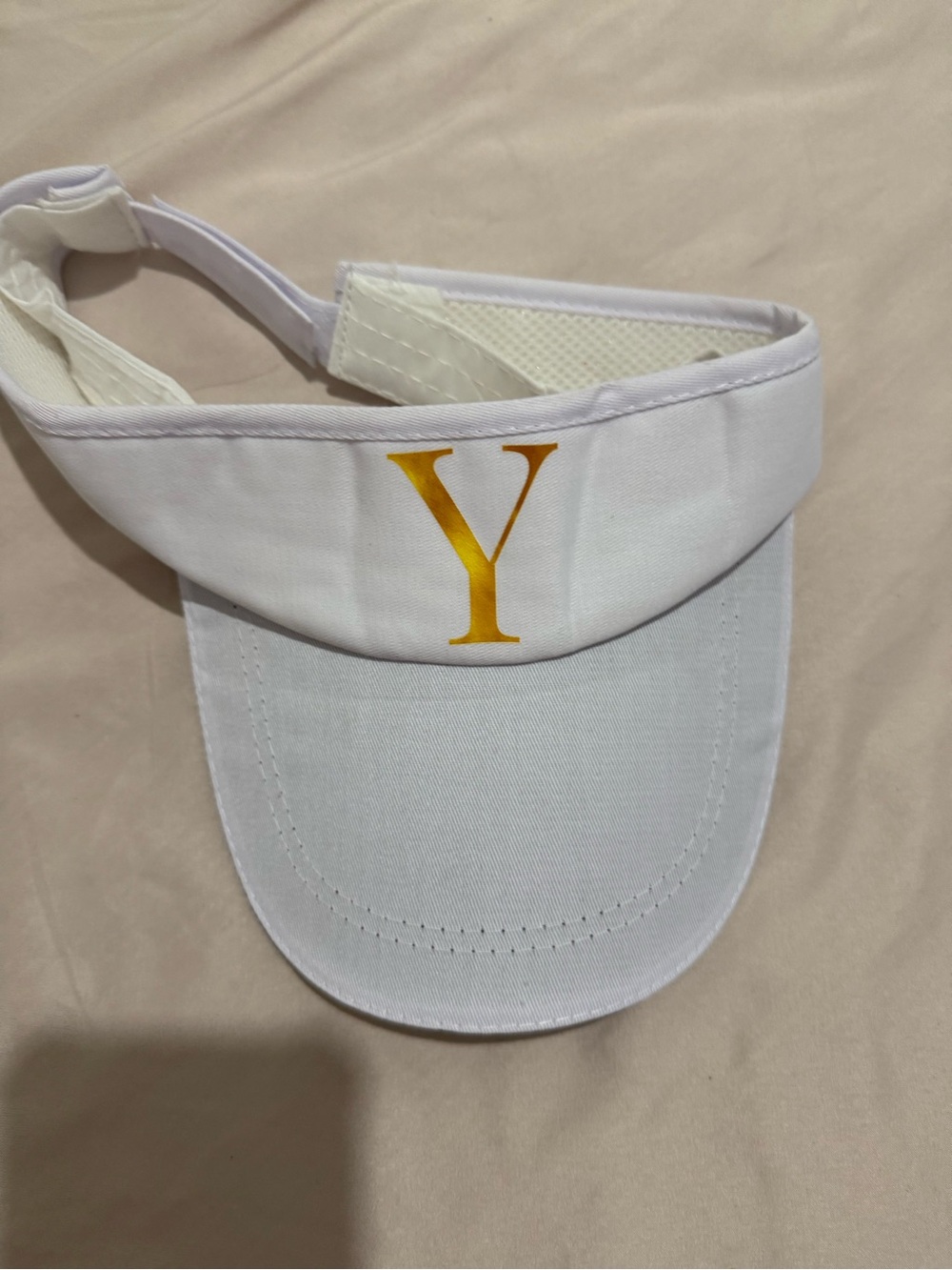 White Kids Visor with Gold 'Y' Accent